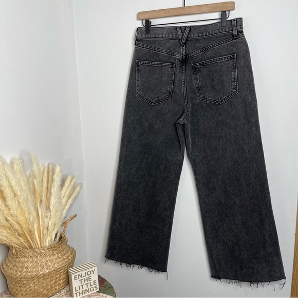 VERONICA BEARD Jeans Taylor Cropped Frayed High Rise Wide Leg in Ash Onyx Sz 29 - Picture 7 of 17